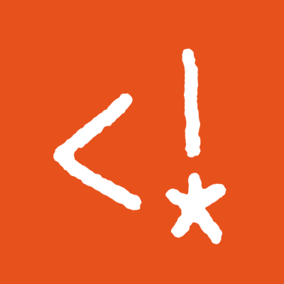 alt logo of Artists and Hackers showing an open angle bracket and exclamation mark, hand drawn
