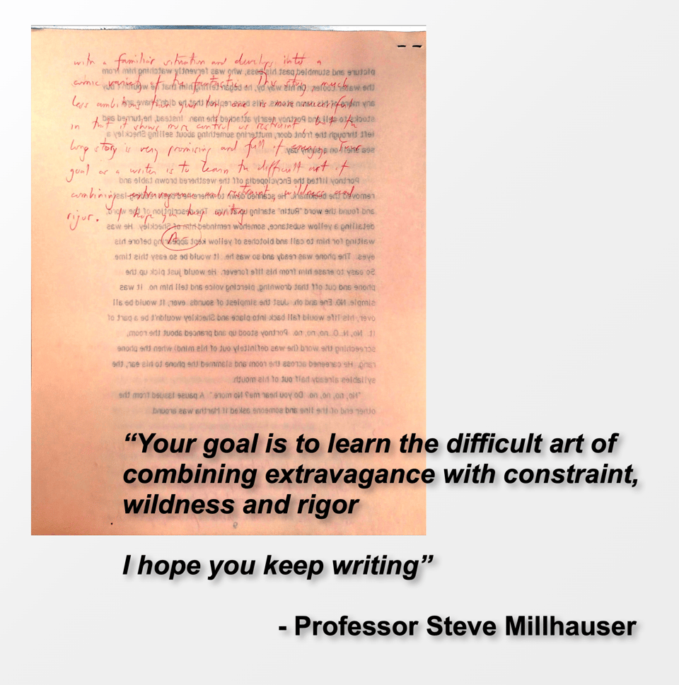 steven millhauser's note to me