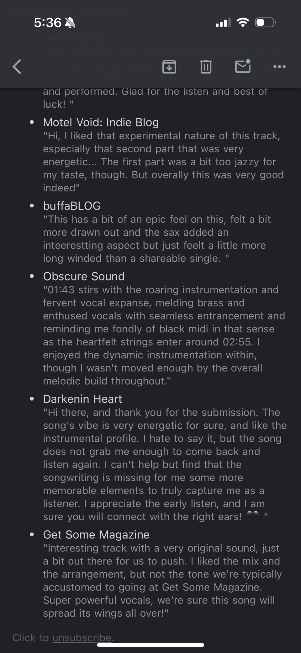 Tour diary: music I love you but you’re bringing me down