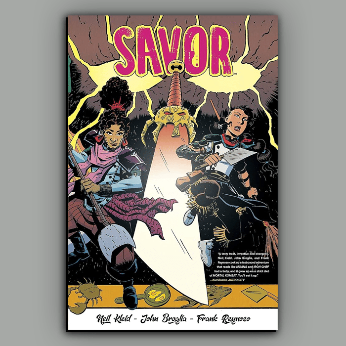 the cover to Savor, a YA graphic novel by Neil Kleid, John Broglia, Frank Reynoso