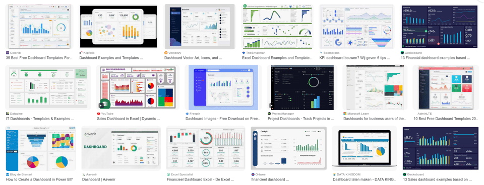 Screenshot of image search query results for *dashboard*.