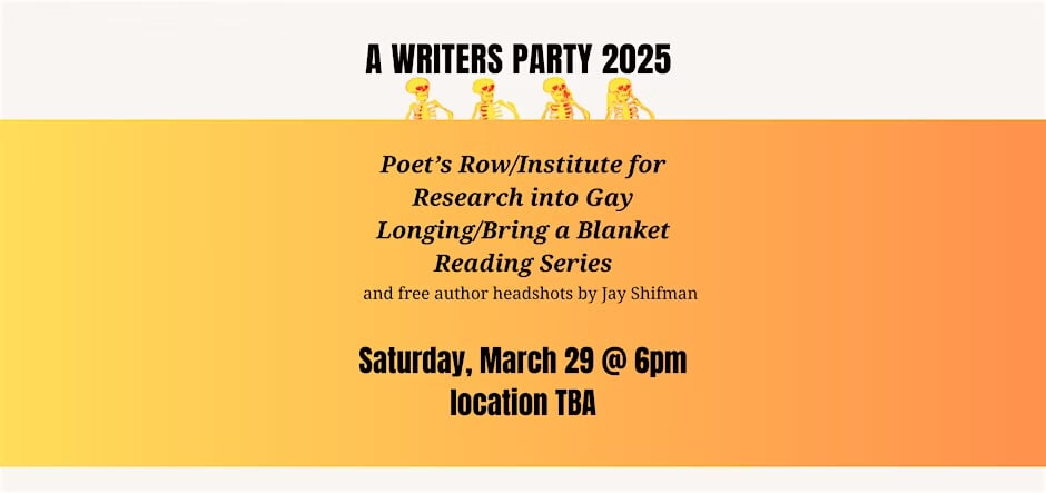 a flyer for a writers party March 29 6 pm location tba