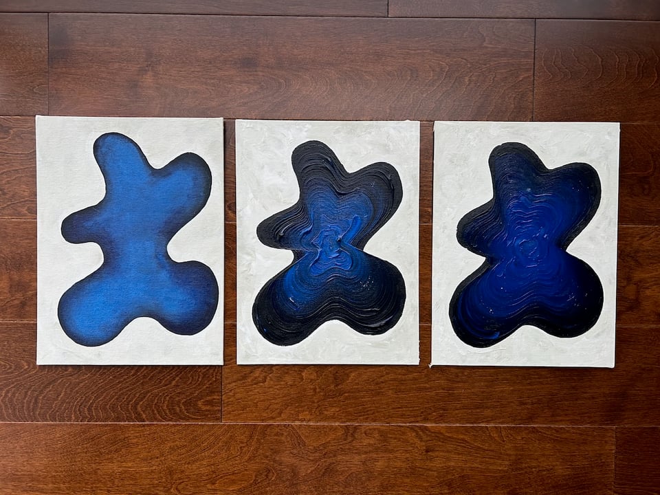 Three painted blobs.
