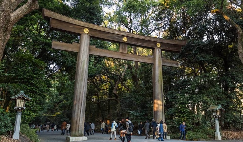 One of the torii gates leading to Meiji-jinto.