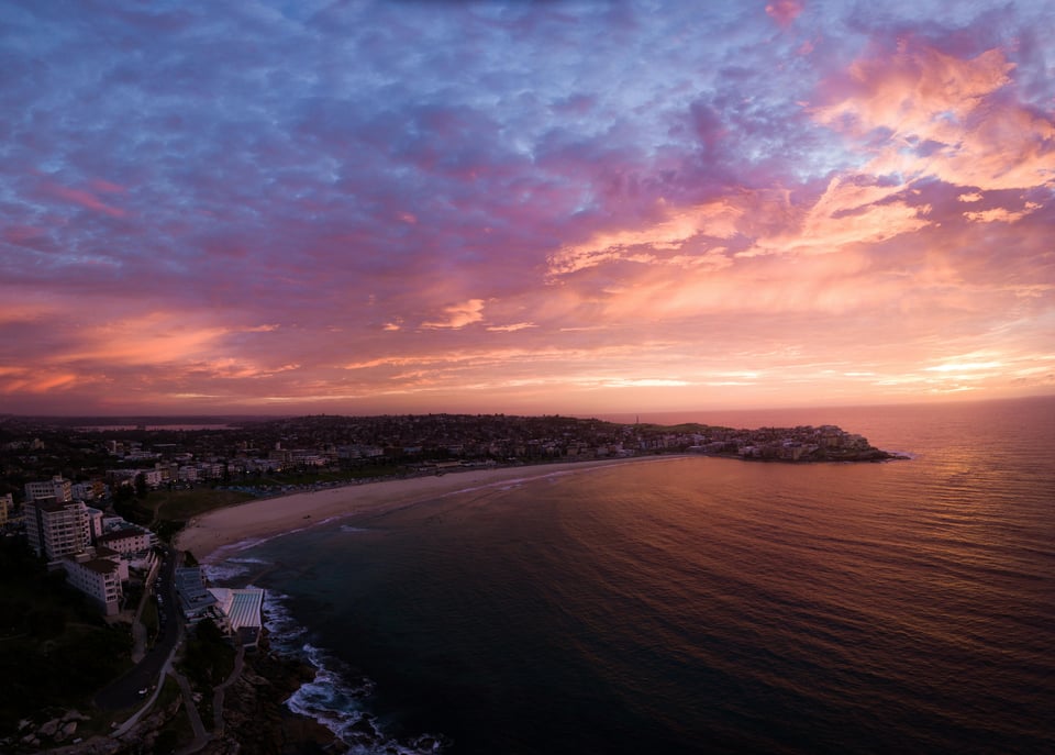 A scenic view of Bondi Beach in Australia.