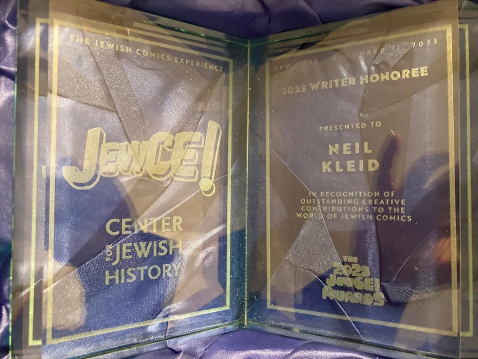 the jewce award for writer honoree of the year from the center of jewish history to neil kleid