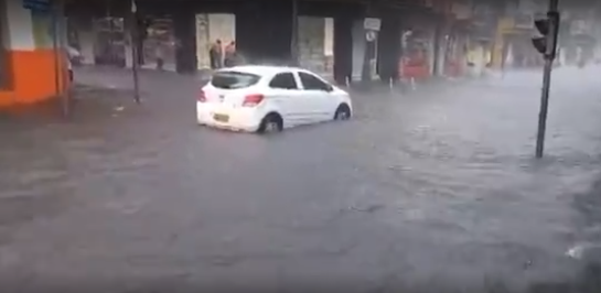 Car in flooded street