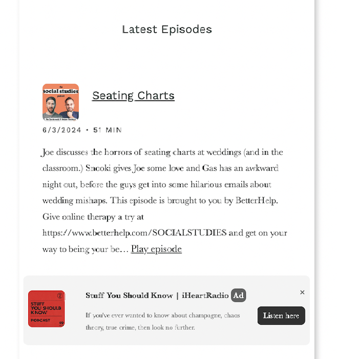 Plink Episodes Page ad placement