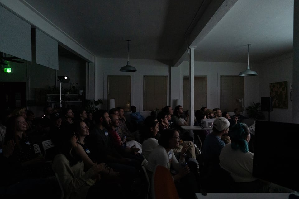 The crowd at PowerPoint Party.