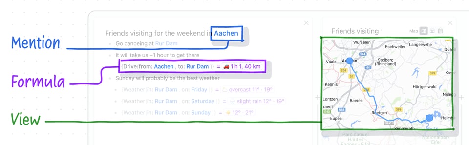 Embark adds mentions, formulas, and views to a text outline