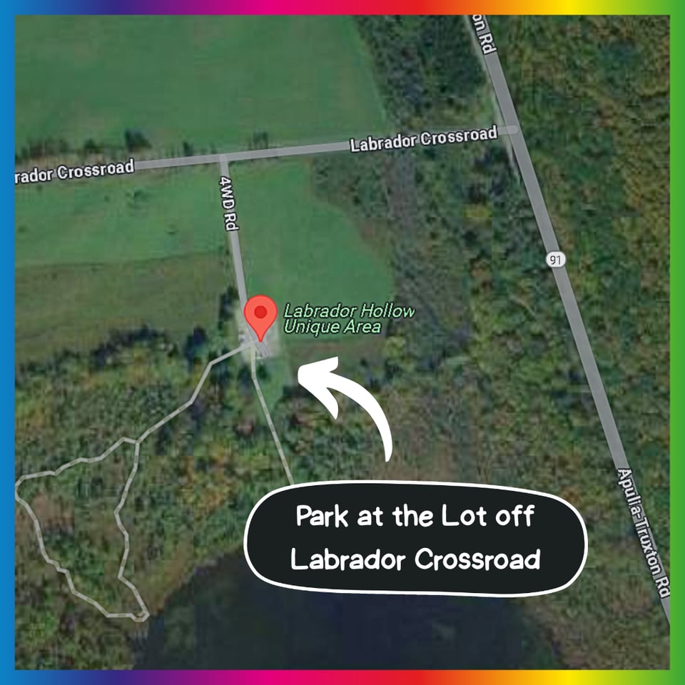Parking Directions: Park at the Lot off Labrador Crossroad