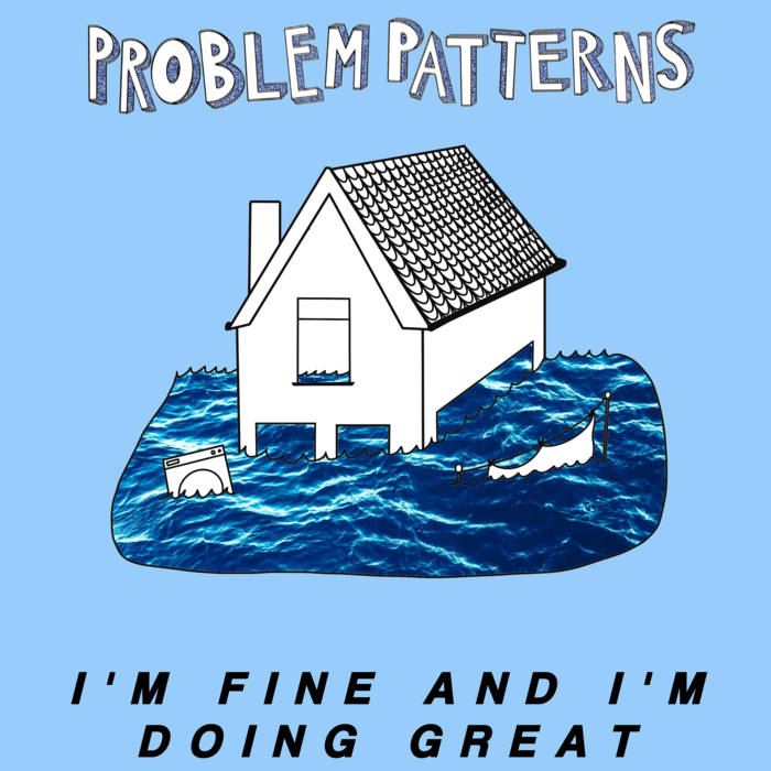 A cartoon house is slowly being submerged below a flood