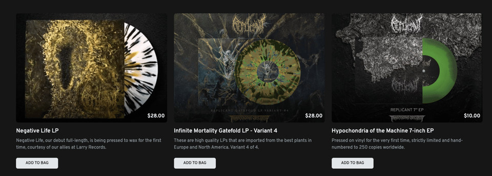 Replicant Vinyl available on their website