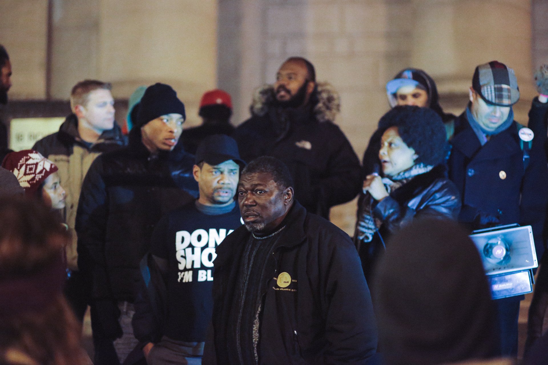 500px provided description: St. George, Staten Island, NY December 19, 2014
Benjamin Carr, the stepfather of Eric Garner on the steps of the Staten Island Supreme Courthouse. [#march ,#protest ,#blm 