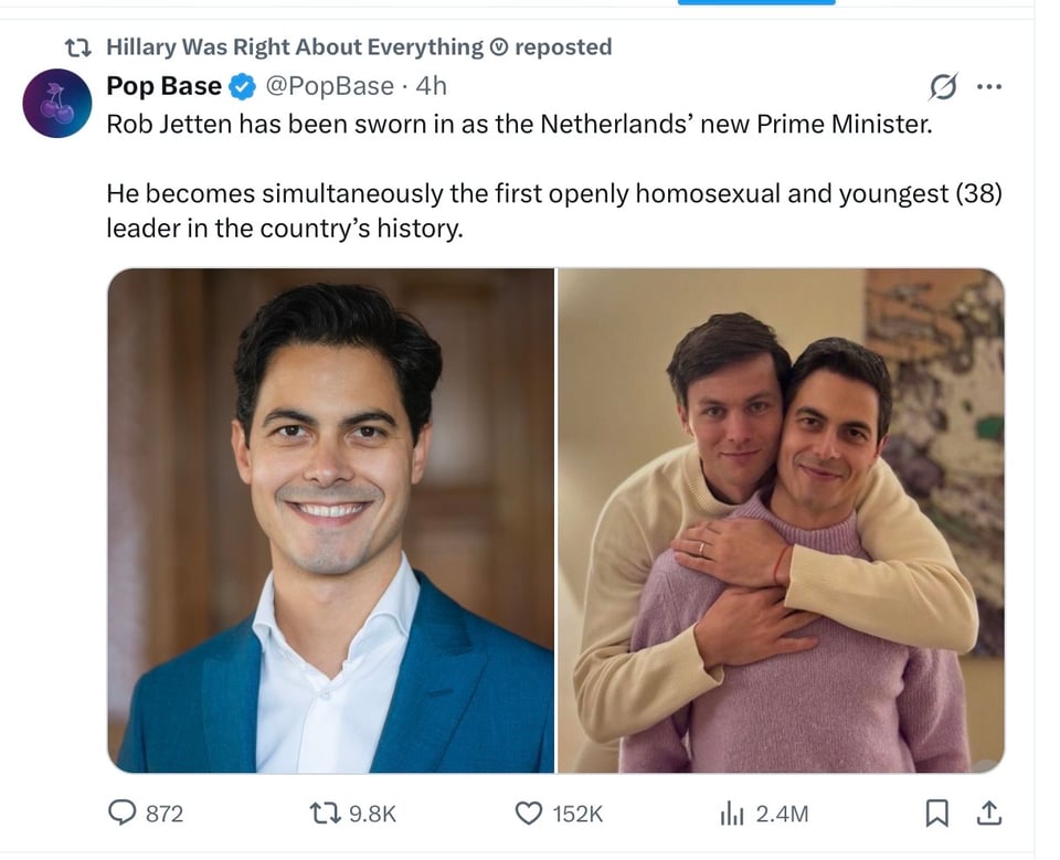 The new Prime Minister of the Netherlands is gay.