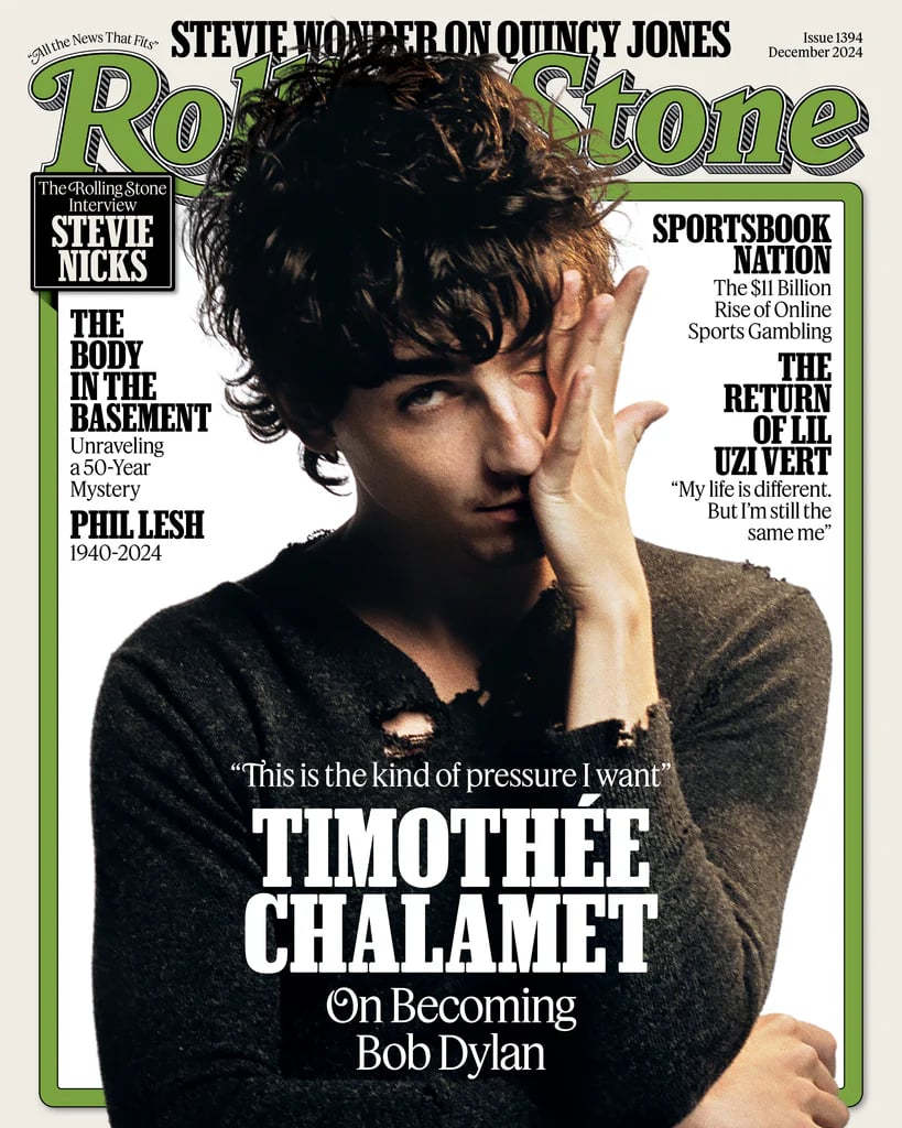 December 2024 cover of Rolling Stone with Timothee Chalamet (and a tagline for my feature story too)