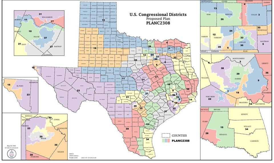 Texas gerrymandered new map