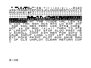 A screenshot of characters from the ZX81 home computer