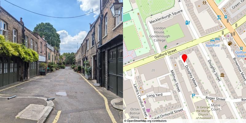 A picture and map of the mews