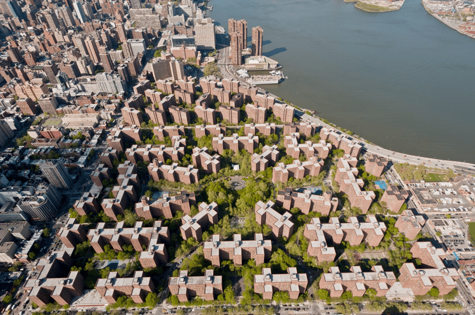 an aerial view of StuyTown and Peter Cooper Village
