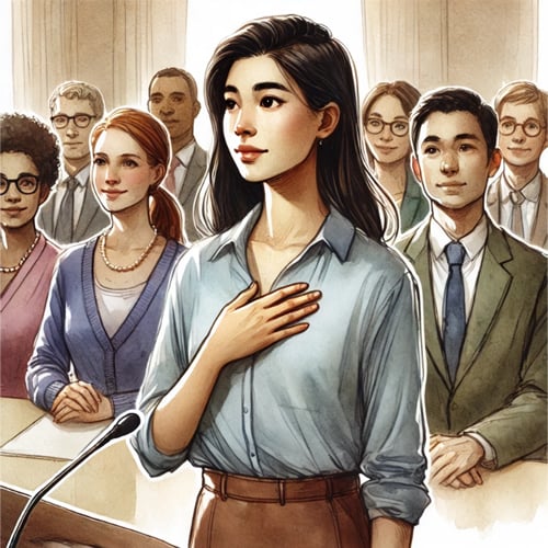 Woman speaking in front of a group