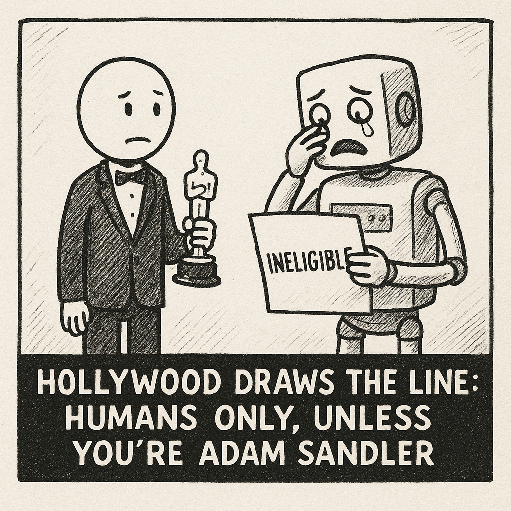 HOLLYWOOD DRAWS THE LINE: HUMANS ONLY, UNLESS YOU'RE ADAM SANDLER