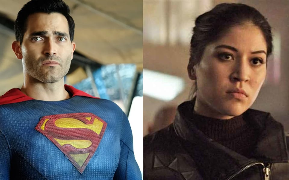 On the left, Tyler Hoechlin as Superman in Superman in Lois; on the left, Alaqua Cox as Echo in the Marvel TV show of the same name