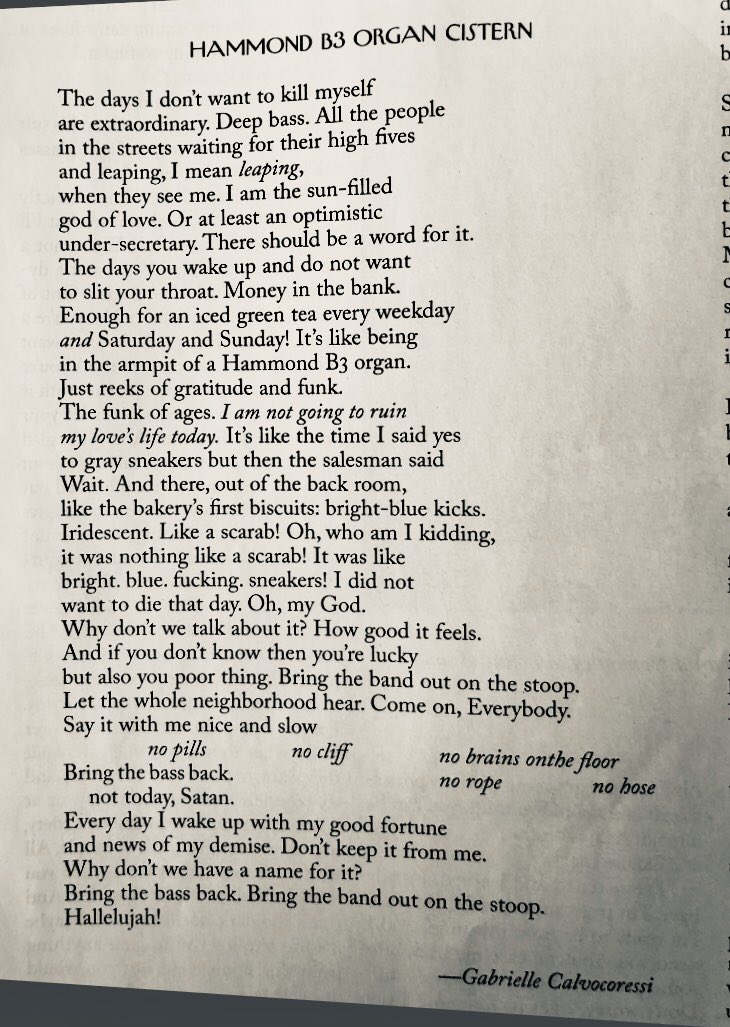 The poem Hammond B3 Organ Cistern by Gabrielle Calvocoressi