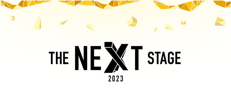 A graphic logo for the Next Stage conference.