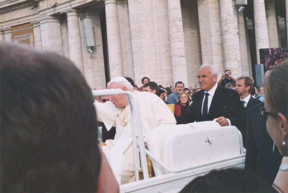 The erstwhile pope in his mobile