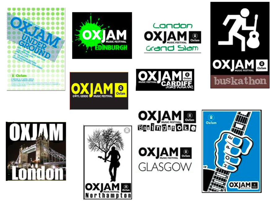 A variety of Oxjam artwork created by different participants