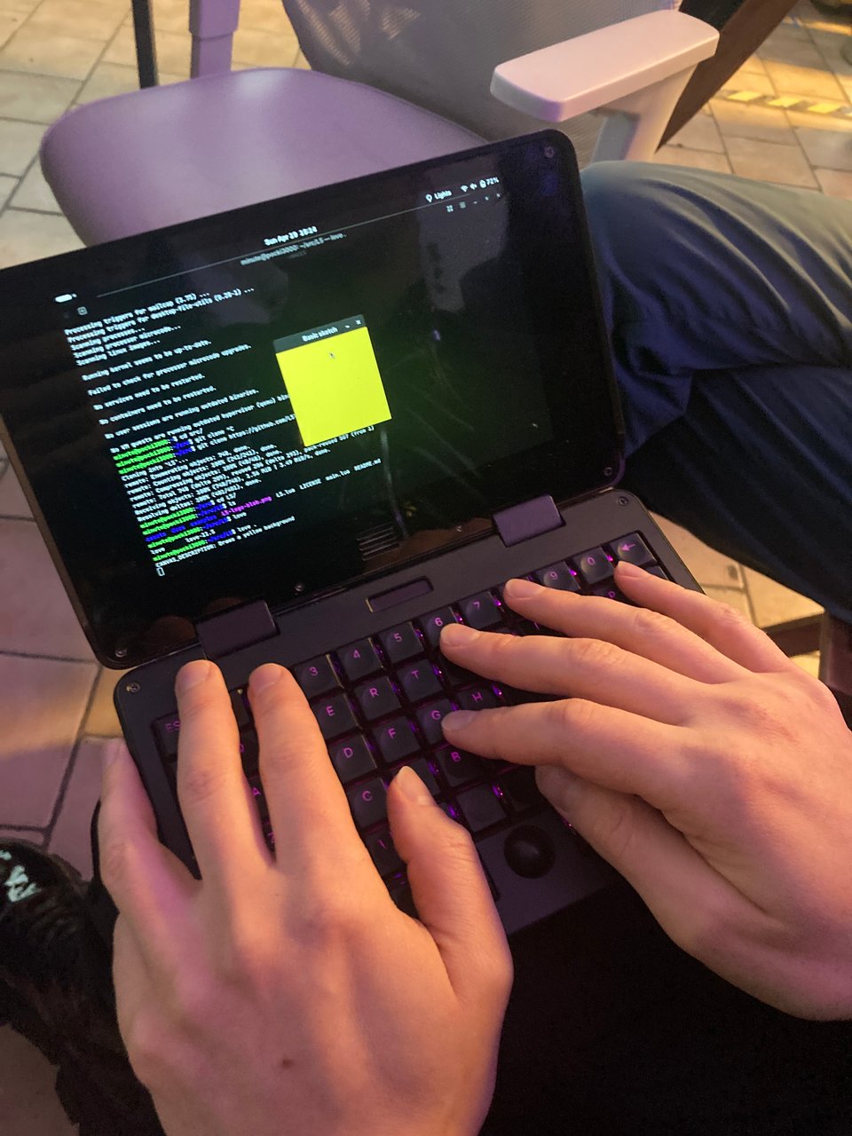 L5 hello world yellow window on a MNT pocket reform