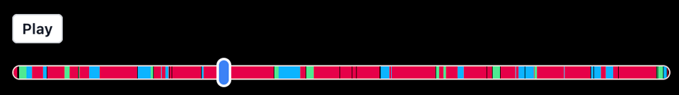 Audio playback slider with colors indicating who is speaking