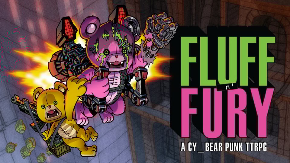 Fluff N' Fury Cover. Teddy bears fly off in jet packs.
