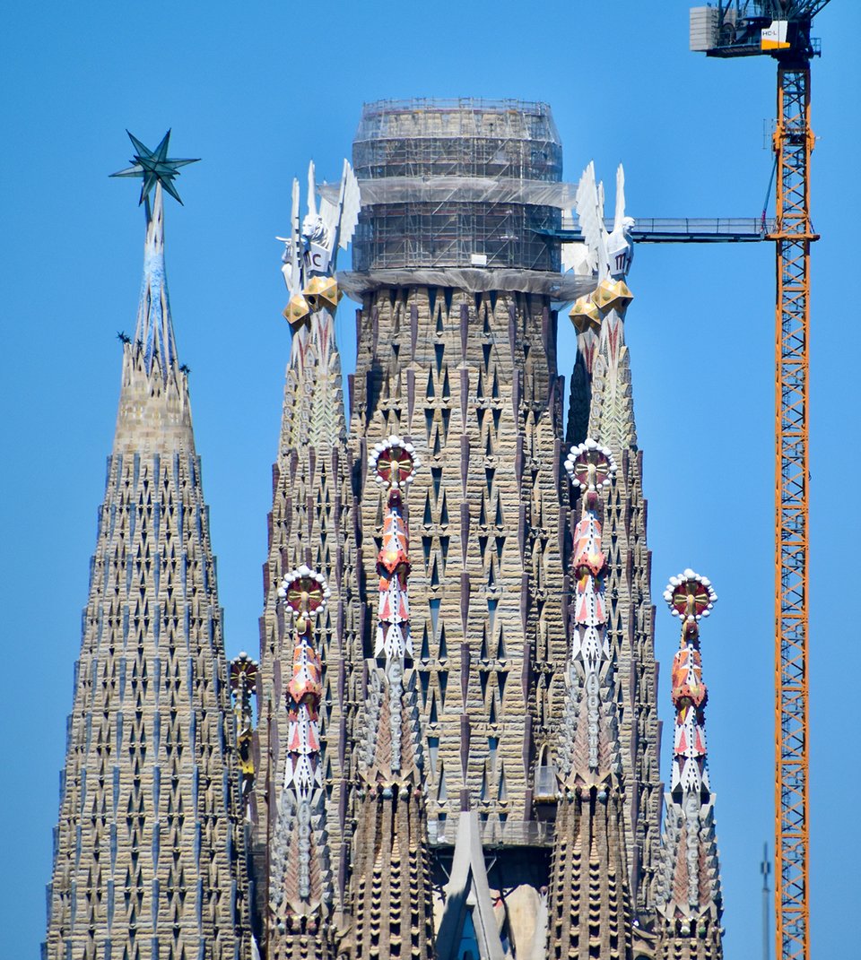The top of the Sagrada Família basilica in Barcelona.