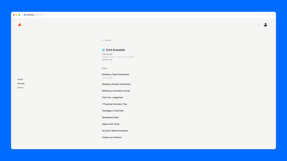 A generated feed inside Morgenblau