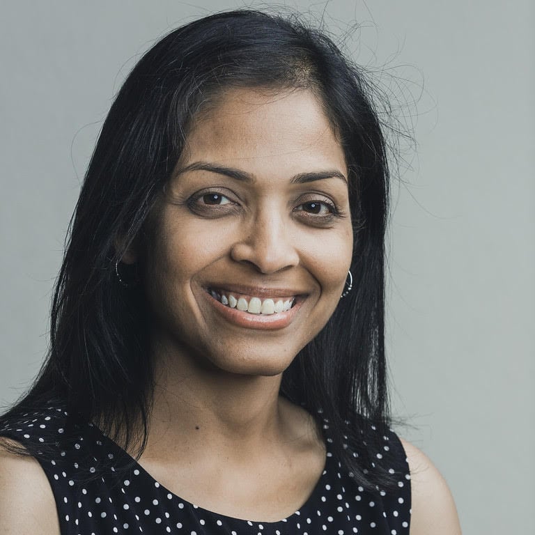 a woman smiling