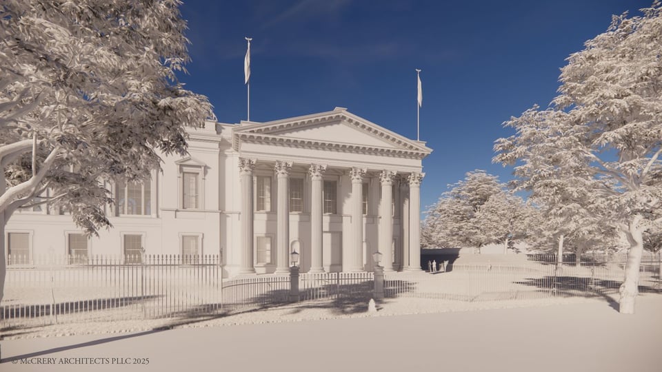 The east front of the proposed new wing