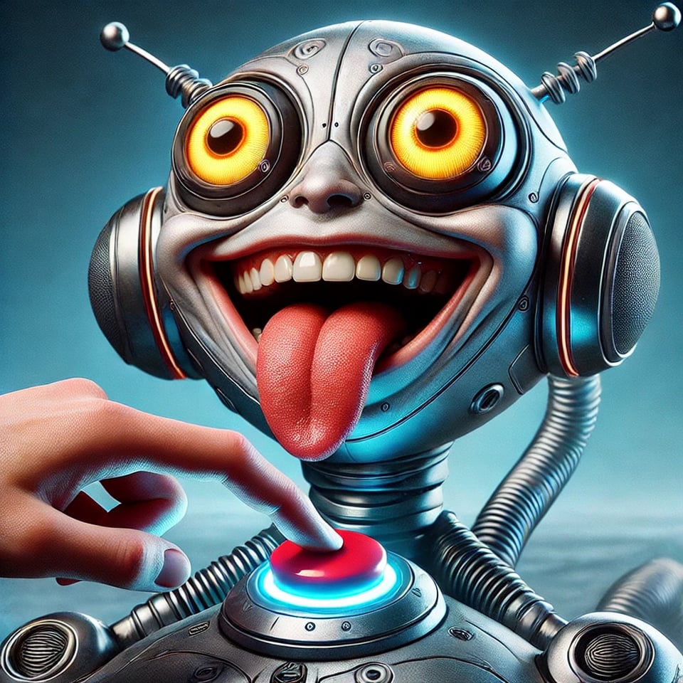 Una mano humana tocando el botón que inicia a la IA