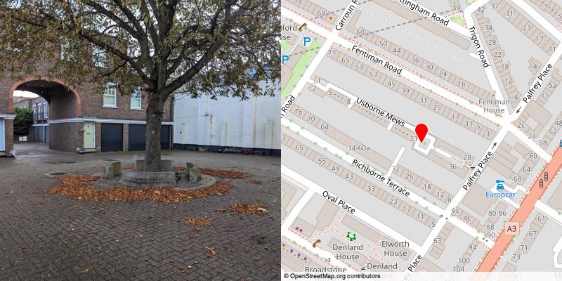 A picture and map of the mews