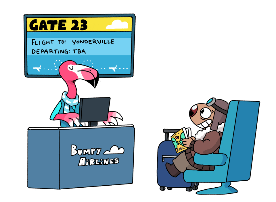 Nelly the groundhog, waiting for her flight.
