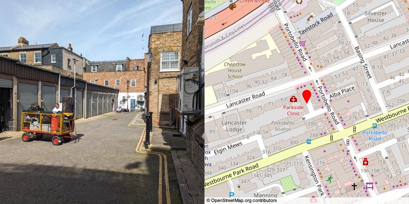 A picture and map of the mews