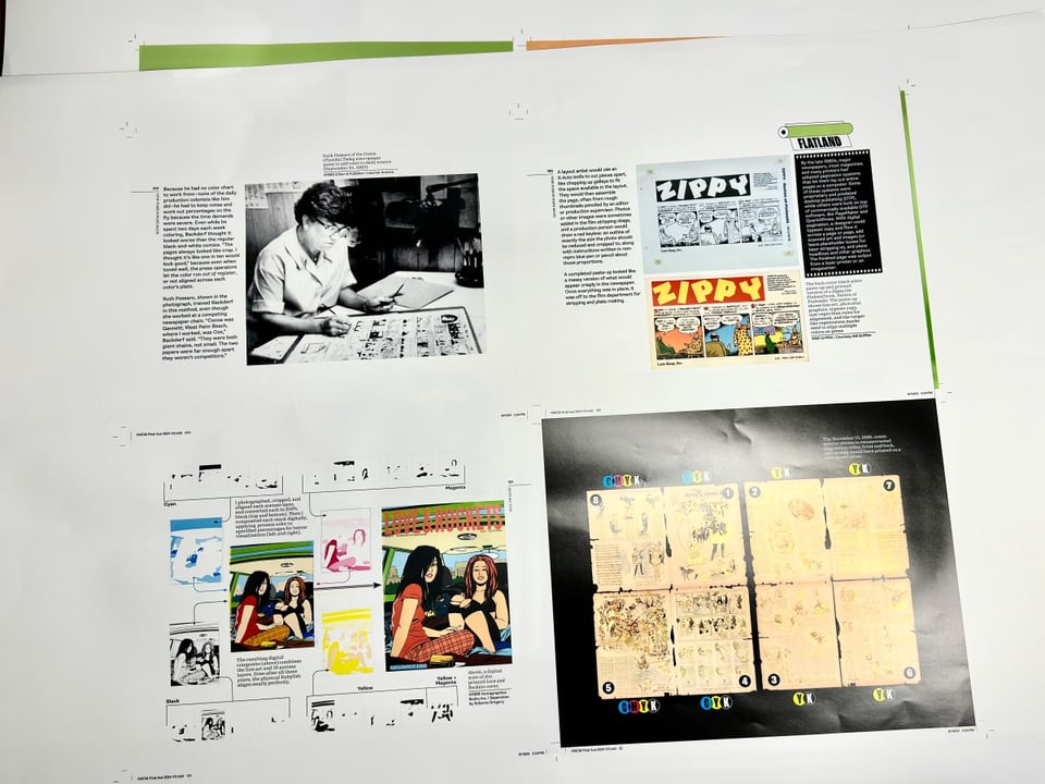 Proof sheet form How Comics Were Made showing four pages