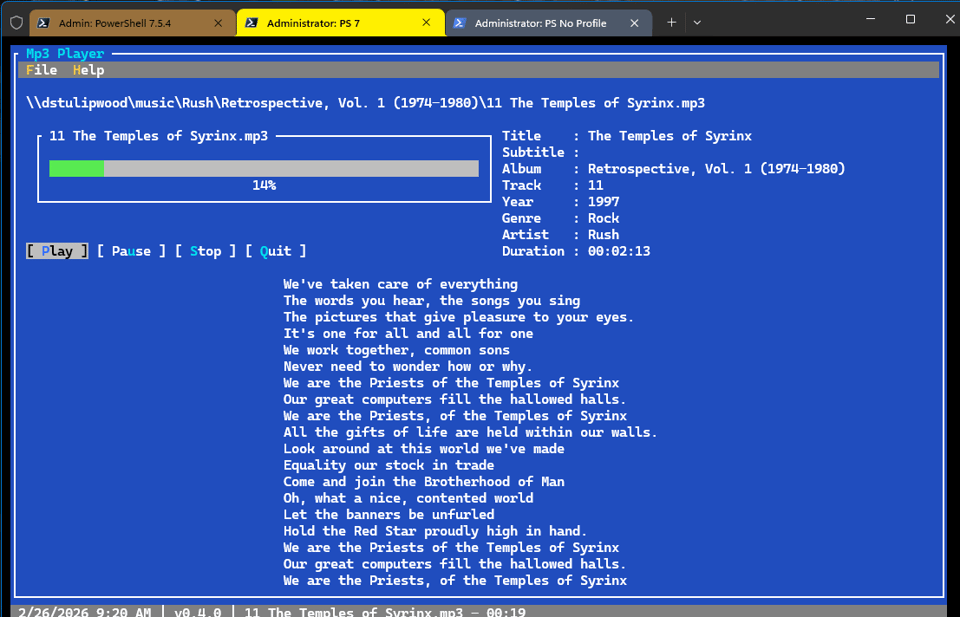 PowerShell MP3 player