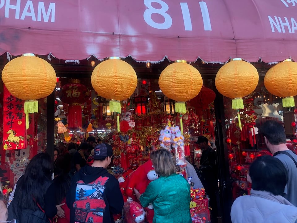 photo of a Chinatown gift shop on the Saturday of the Golden Dragon Parade (Photo: Liz Ohanesian)