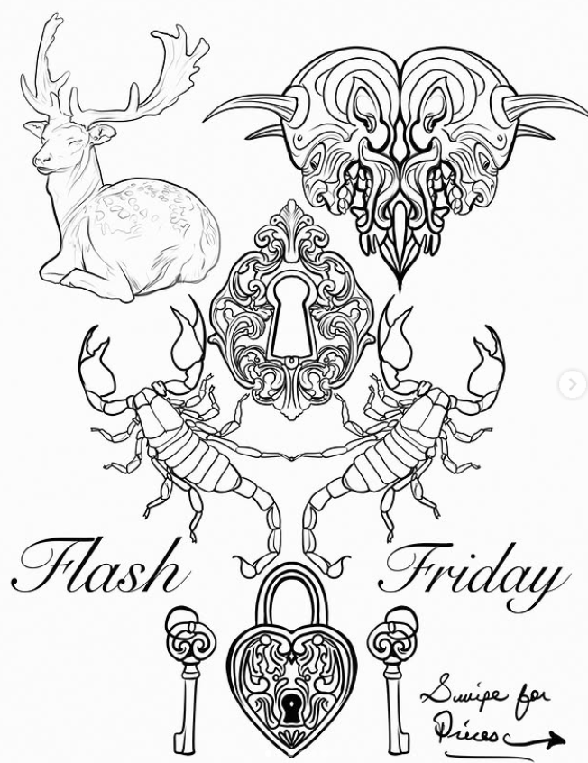 Flash Friday tattoo sheet for Valentine's Day