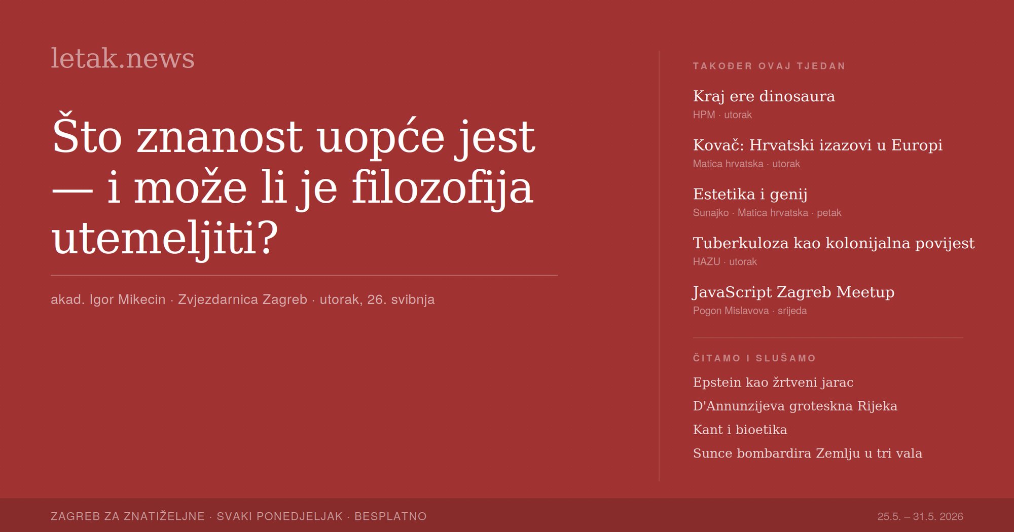 Newsletak: Što znanost uopće jest — i može li je filozofija utemeljiti?