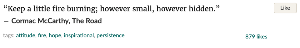 A screenshot from Goodreads showing that this lie-quote has been upvoted more than eight-hundred times.