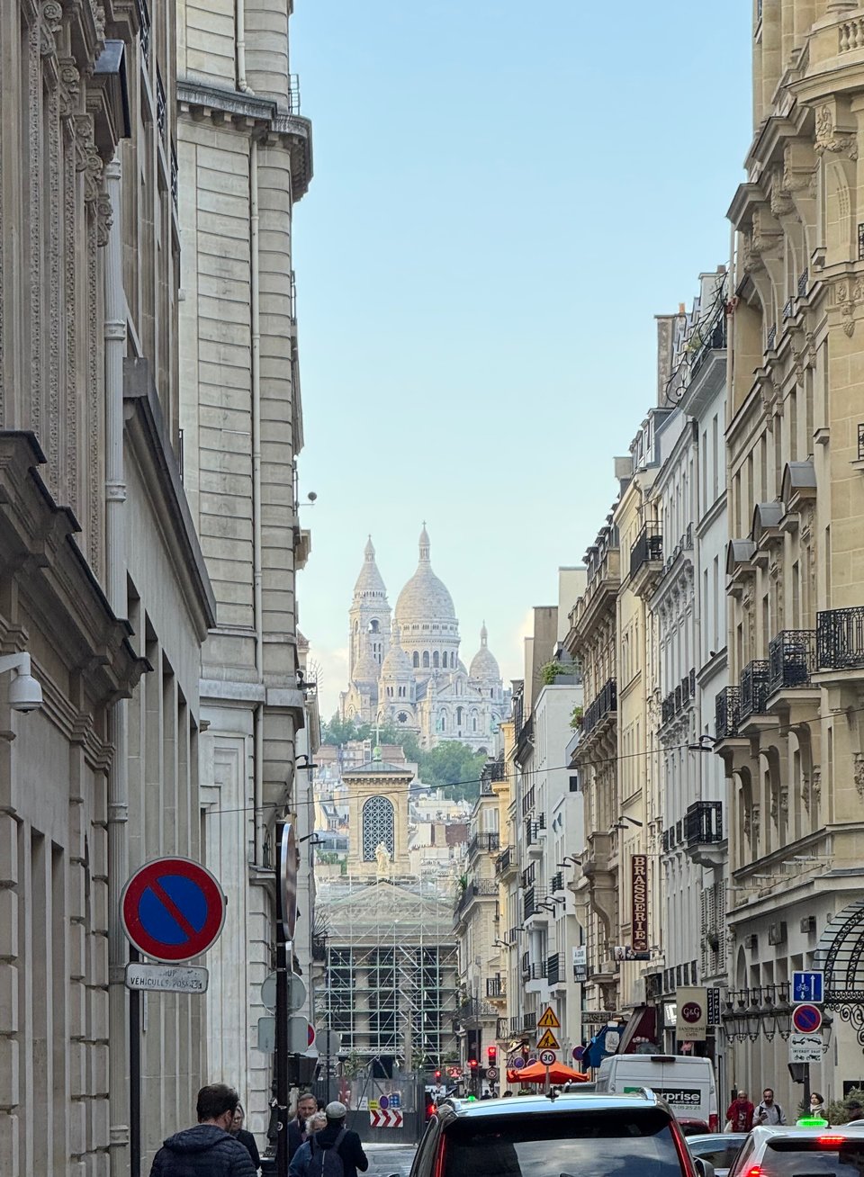 Looking up a Parisian street towards Sacre-Coeur