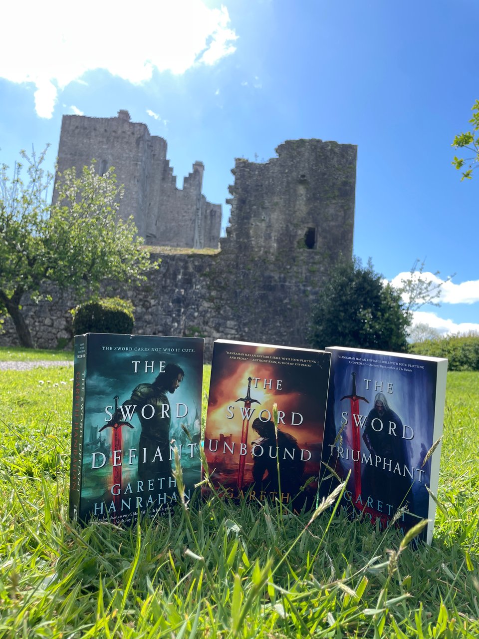 The three books in front of Barryscourt Castle